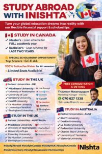 Study Abroad With Inishta - 🌍 STUDY ABROAD WITH INISHTA ✈️🎓 - Kattankudy Ads (KKY ADS)