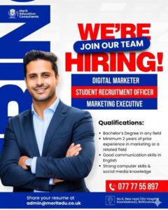 We Are Hiring Merit Education Consultants - We are Hiring - Merit Education Consultants Batticaloa - Kattankudy Ads (KKY ADS)