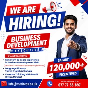 Business Development Executive Merit Education Consultants Batticaloa - WE ARE HIRING! Business Development Executive at Merit Education Consultants - Kattankudy Ads (KKY ADS)