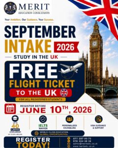 Uk September Intake Merit Education Consultants - UK September Intake 2026 – Applications Open Now - MERIT Education Consultants - Kattankudy Ads (KKY ADS)